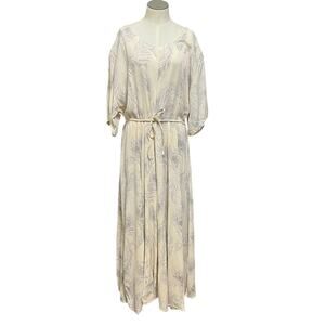 La D Da Womens Vintage Ivory Boho Lagenlook Gauze Feather Maxi Dress Plus Sz 1X